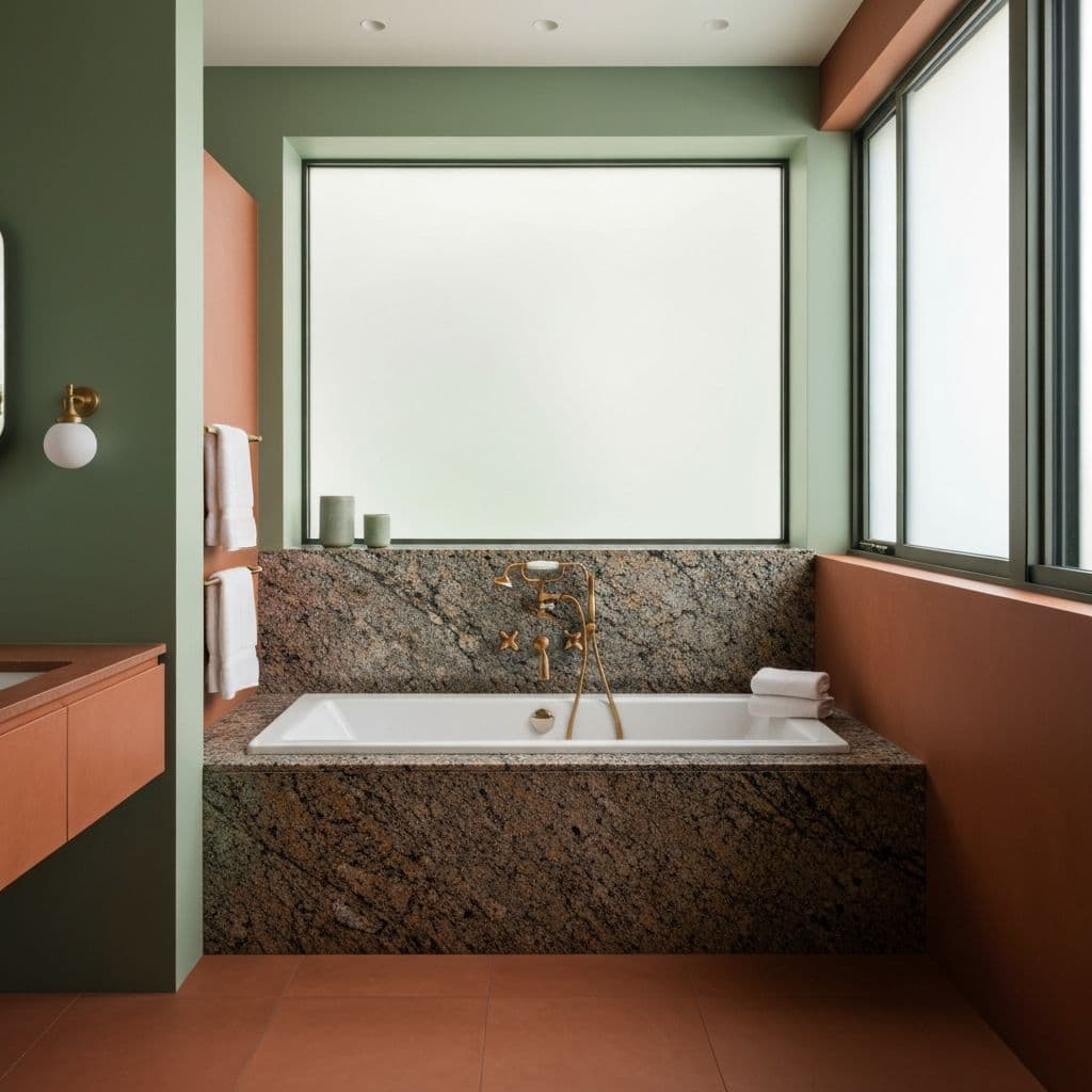 Modern bathroom with granite accents