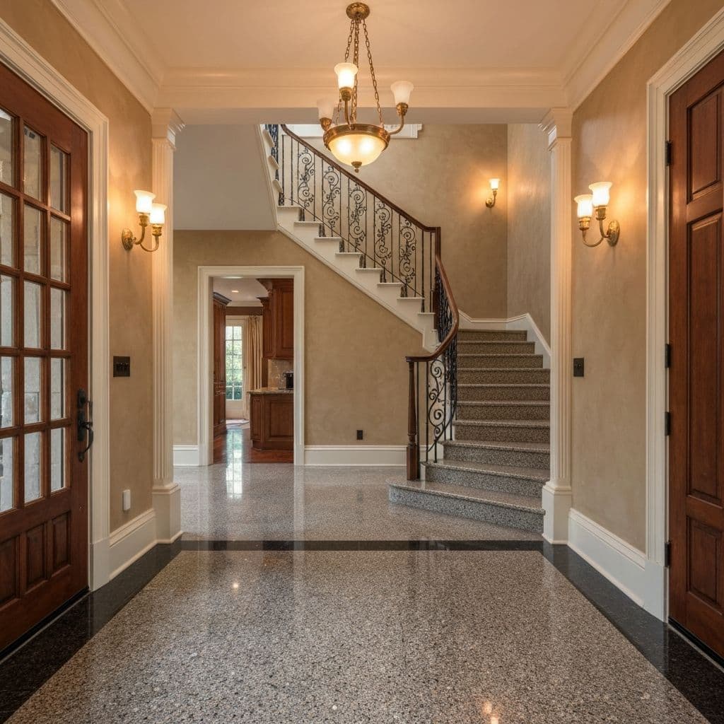 Grand entryway with granite floor