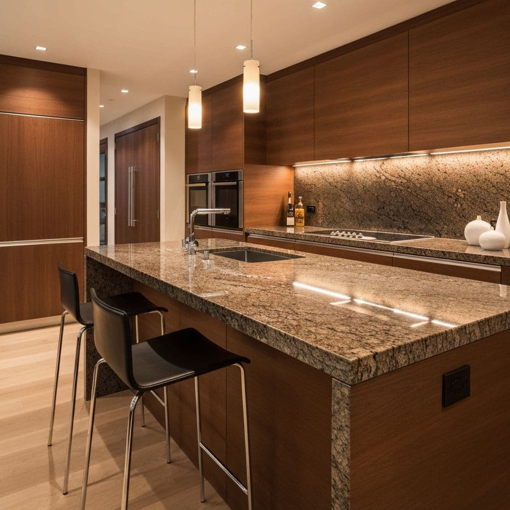 Kitchen island with granite top