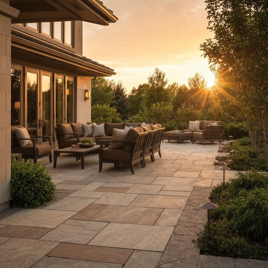 Outdoor patio with granite pavers